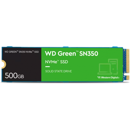 Disque dur interne SSD WD Green SN350 M.2 2280 PCIe Gen3 x4 3D NAND NVMe 480 Go (WDS480G2G0C-00AJM0)