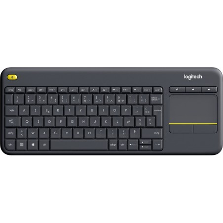 Clavier sans fil avec pavé tactile intégré Logitech Wireless Touch Keyboard K400 Plus Noir (AZERTY, Français) (920-007129)