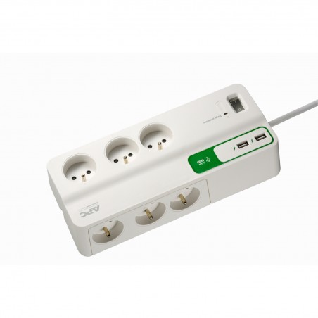 Bloc parafoudre APC Essential SurgeArrest 6 prises France 230V avec 2 ports de chargement USB