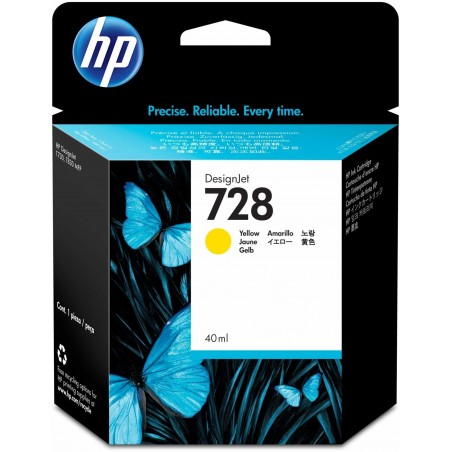 Cartouche d'encre HP 728 DesignJet Ink Cartridge Jaune 40ml (F9J61A)