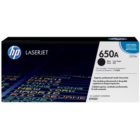 Cartouche de toner noir HP LaserJet 650A (CE270A)