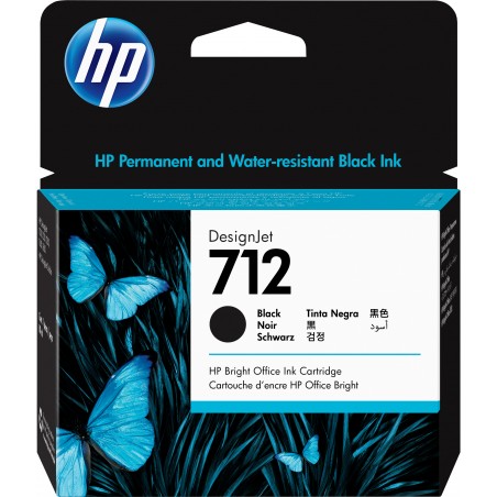 HP 712 Noir - Cartouche d'encre grande capacité HP d'origine (3ED71A)