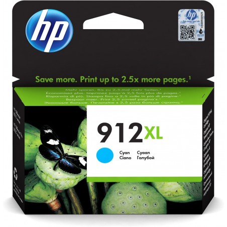 HP 912XL Cyan - Cartouche d'encre grande capacité HP d'origine (3YL81AE)