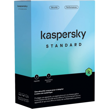 Kaspersky Standard (équivalent à Anti-Virus) - 3 Postes / 1 an (KL10418BCFS-FFPMAG)