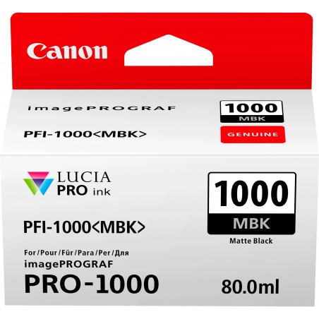 Canon PFI-1000MBK Noire mate - Cartouche d'encre Canon d'origine (0545C001AA)