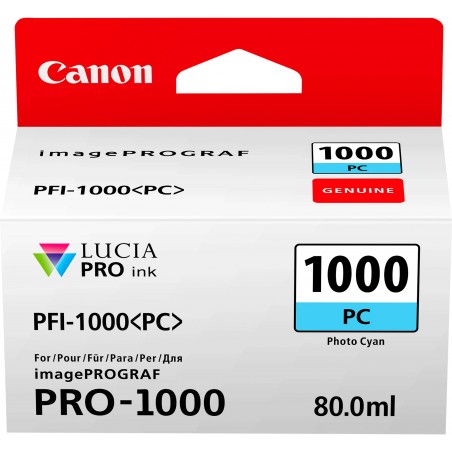 Canon PFI-1000PC Cyan photo - Cartouche d'encre Canon d'origine (0550C001AA)