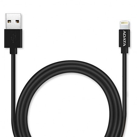 Sync & Charge Lightning Cable POUR iPhone, iPad, et iPod - Plastic Cable - 100 cm 2,4A - FASTER & DURABLE BLACK
