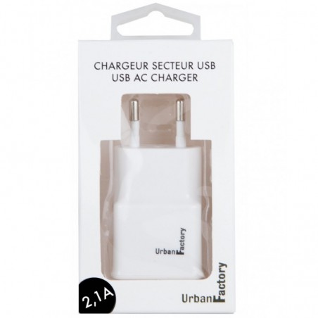 USB AC Adapter - 1 USB 2.1 A - Blanc (Eco Participation)