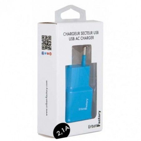 USB AC Adapter - 1 USB 2.1 A - BLEU (Eco Participation)