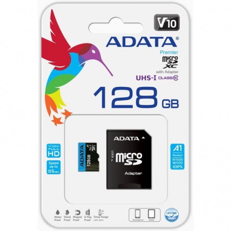 microSDHC/SDXC UHS-I 128GB ADATA AVEC ADAPTATEUR CLASS 10