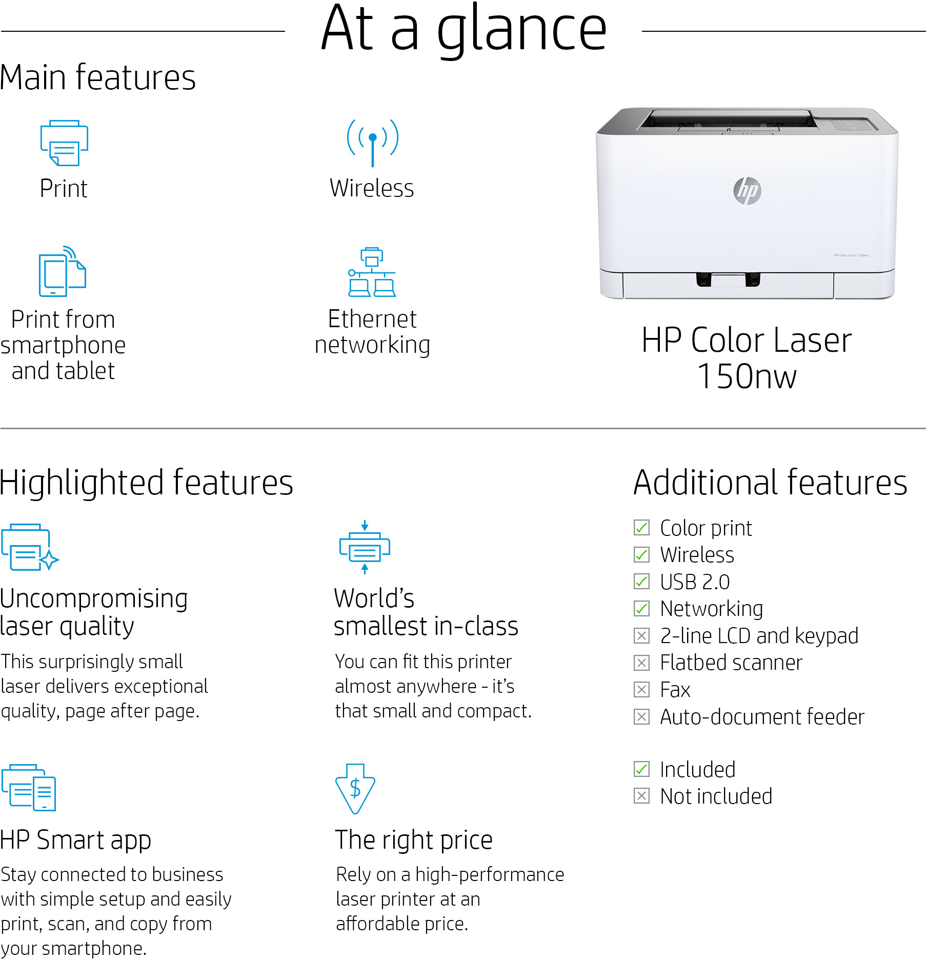 Imprimante Laser Couleur HP 150nw (4ZB95A)