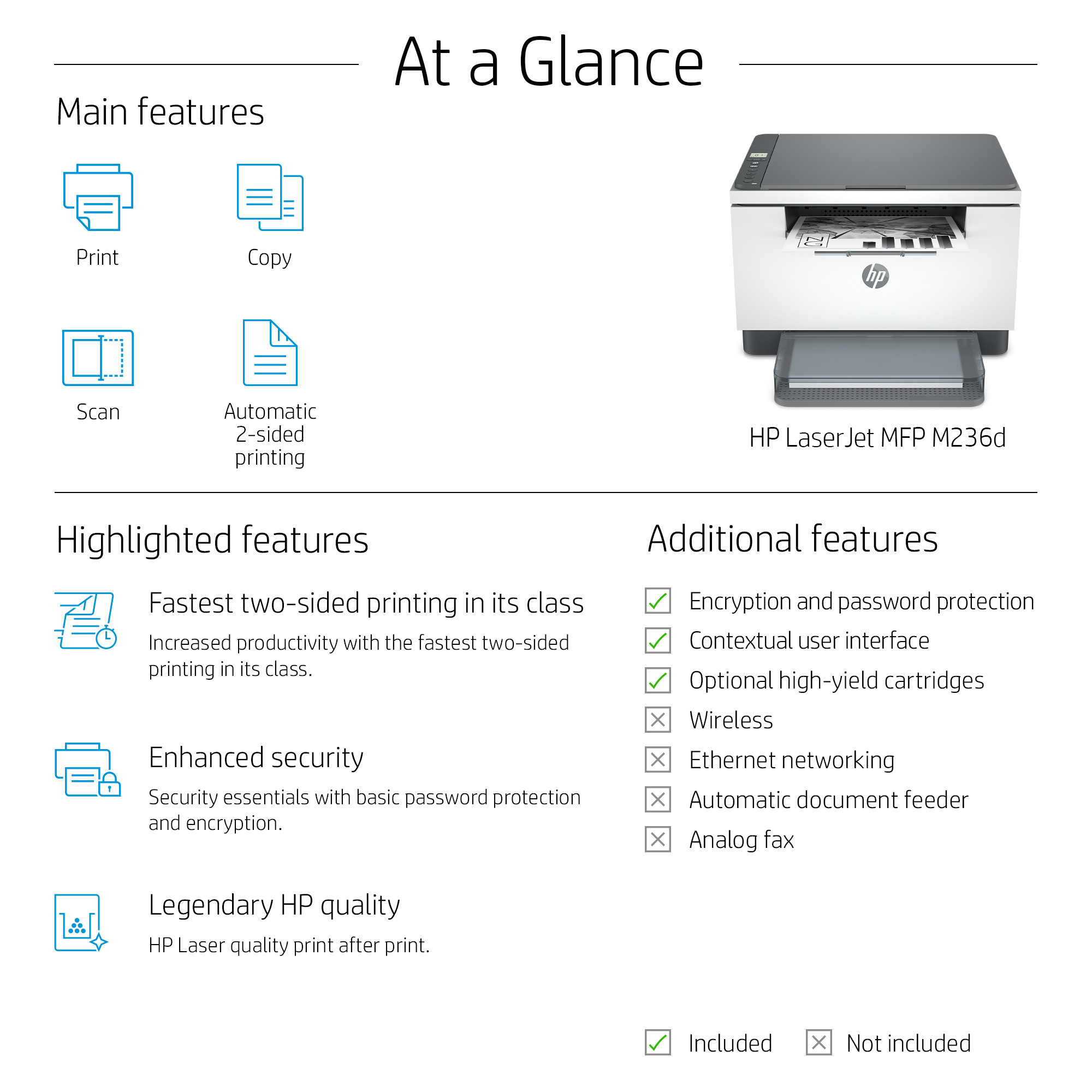 Imprimante Multifonction Laser Monochrome HP LaserJet M236d (9YF94A)