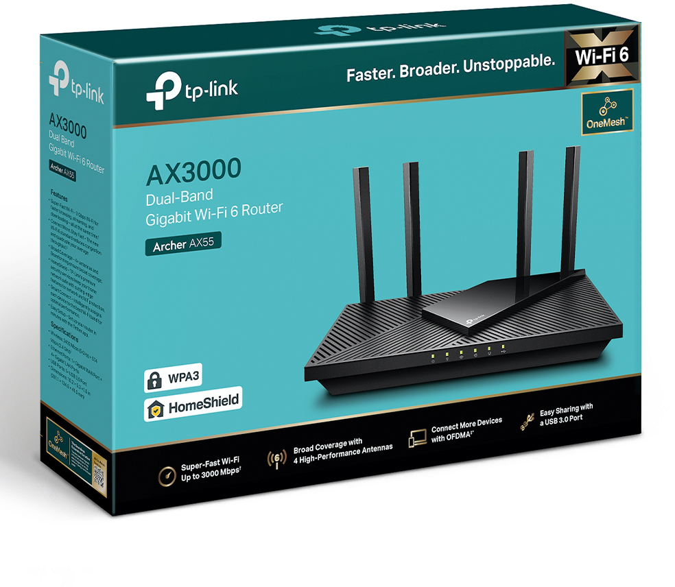 Routeur TP-Link Archer AX55 AX3000 Wi-Fi 6 (ARCHERAX55)