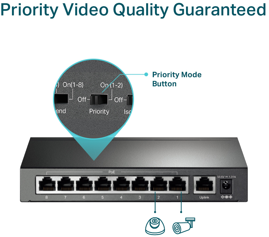 Switch de bureau TP-Link TL-SF1009P 9 ports 10/100 Mbps avec PoE + 8 ports