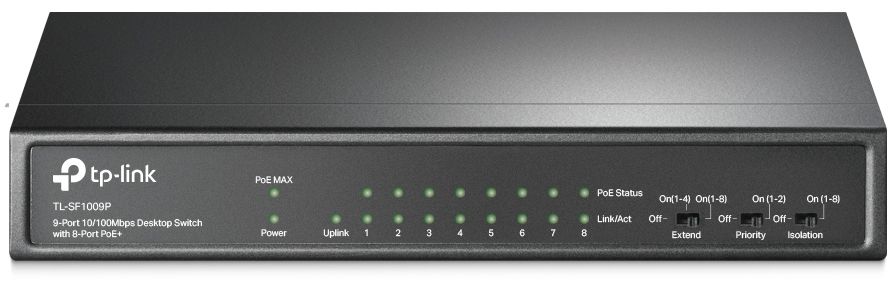 Switch de bureau TP-Link TL-SF1009P 9 ports 10/100 Mbps avec PoE + 8 ports