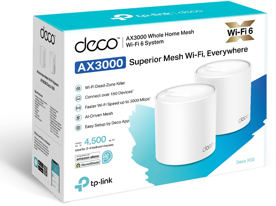 Système Mesh WiFi 6 TP-Link Deco X50 AX3000 pour toute la maison 2 packs (DECOX50_2-PACK)