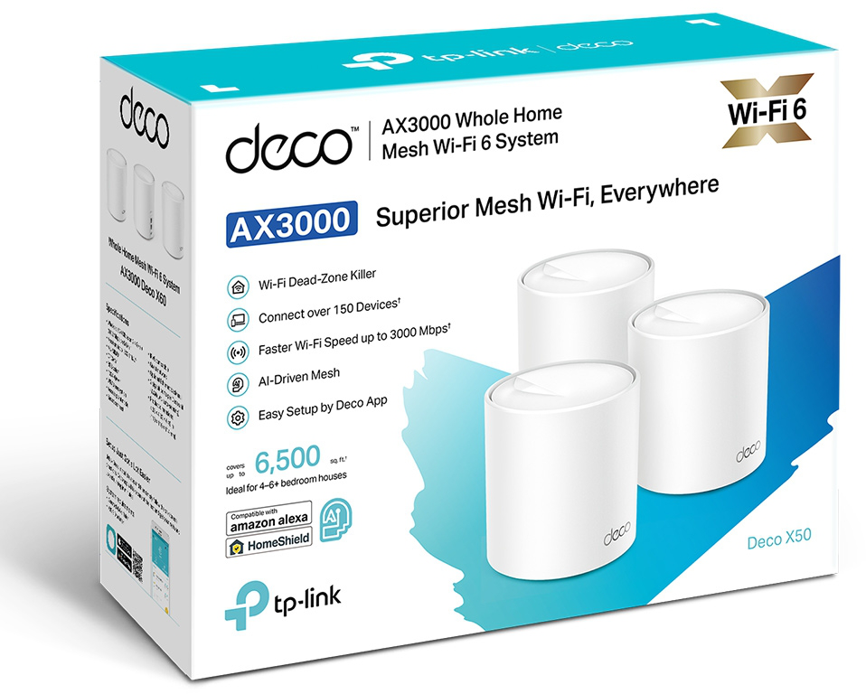 Système Mesh WiFi 6 TP-Link Deco X50 AX3000 pour toute la maison 3 packs (DECOX50_3-PACK)