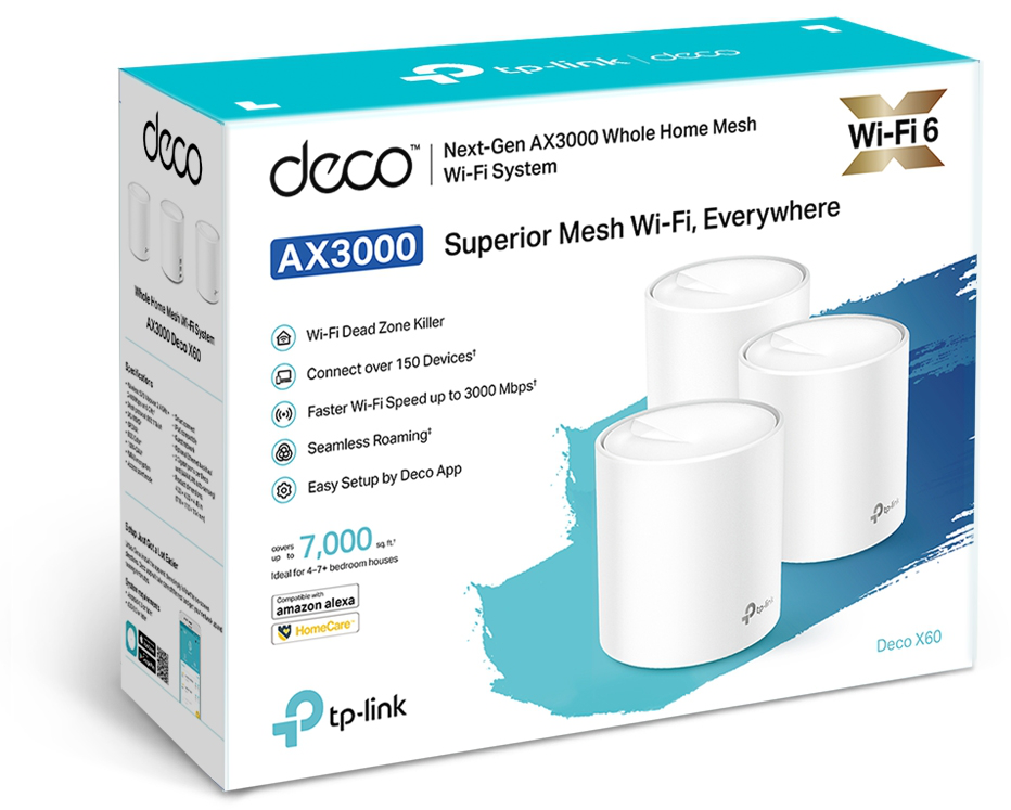 Système WiFi 6 TP-Link Deco X60 mesh AXE5400 pour toute la maison 3 packs (DECOX60_3-PACK)