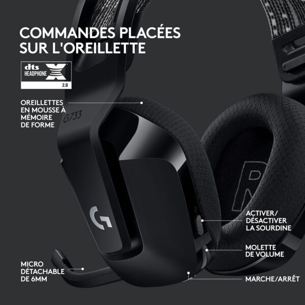 LOGITECH G733 LIGHTSPEED Wireless RGB Gaming Headset - BLACK (Référence 981-000864)