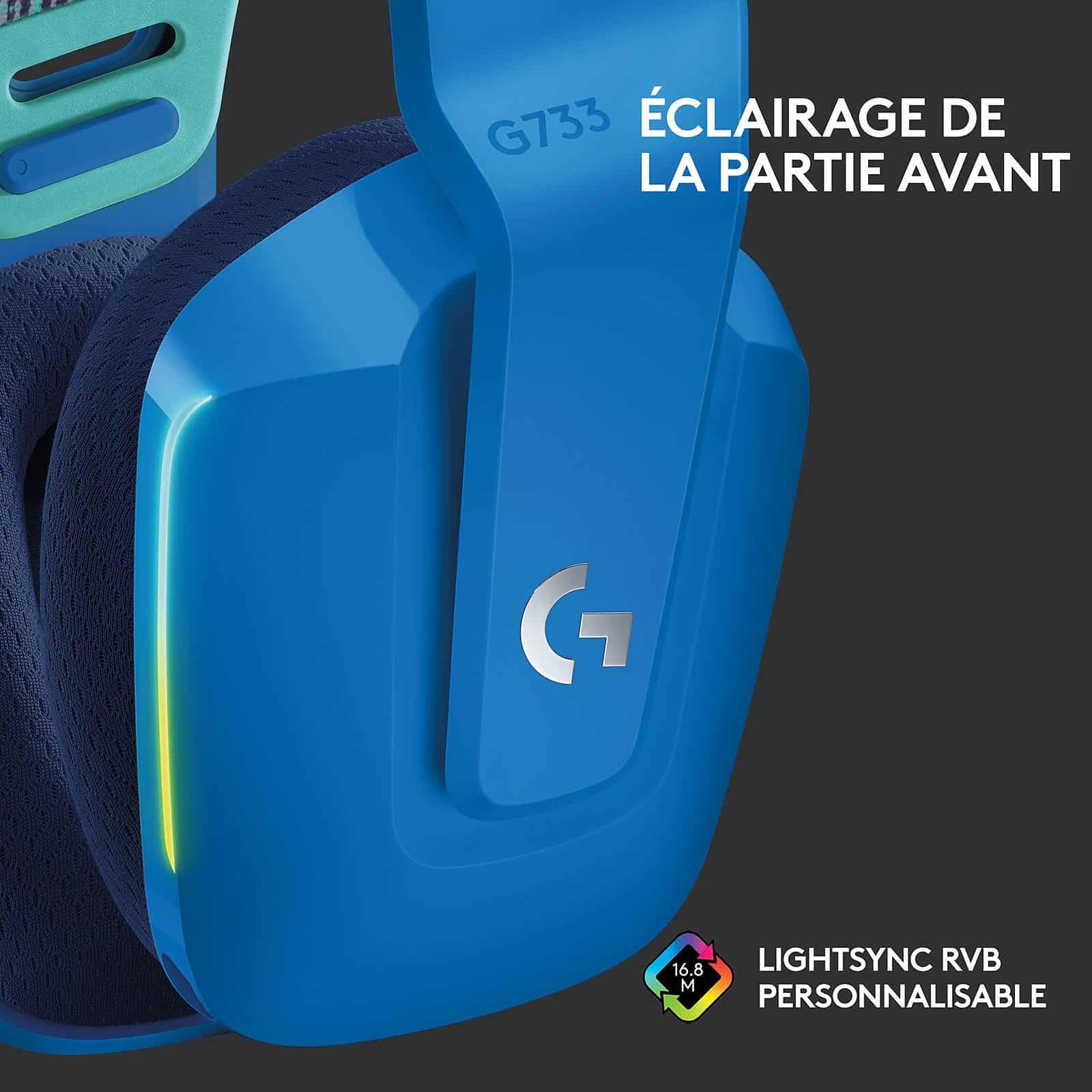 Casque gaming Bluetooth Logitech G733 LIGHTSPEED RVB ultra-léger - USB