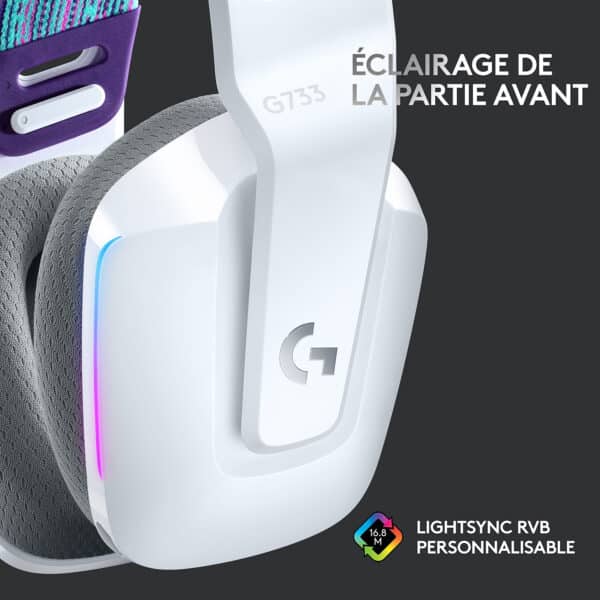 Casque gaming Bluetooth Logitech G733 LIGHTSPEED RVB ultra-léger - USB