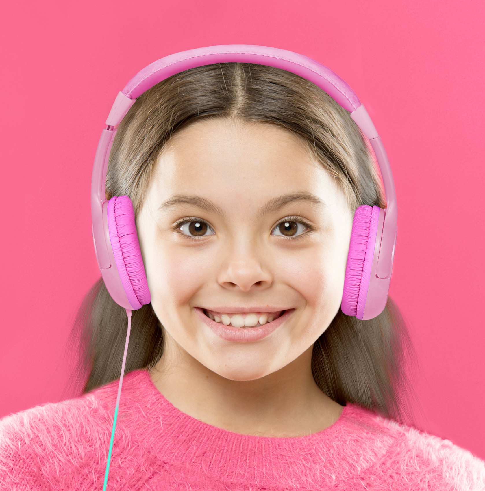 Casque CELLY pour enfants avec stickers - Rose - Jack 3,5 mm (KIDSBEATPK)