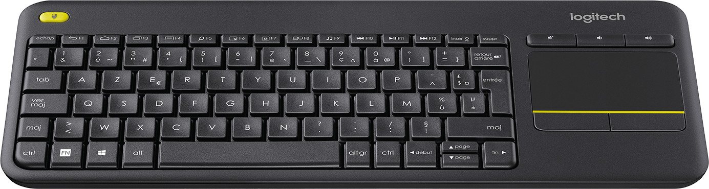 Clavier sans fil avec pavé tactile intégré Logitech Wireless Touch Keyboard K400 Plus Noir (AZERTY, Français)