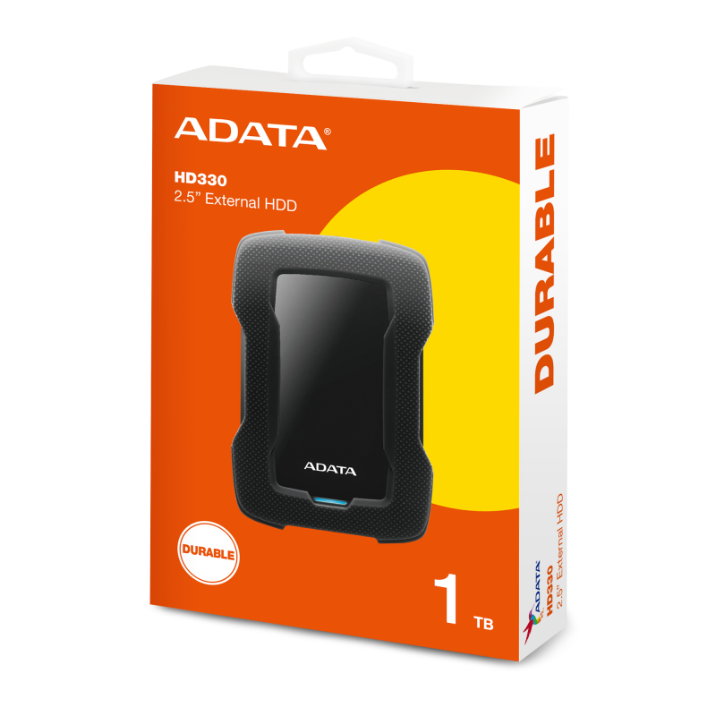 Disque dur portable ADATA HD330 USB 3.1 Anti-Choc SLIM BLACK (AHD330-1TU31-CBK)