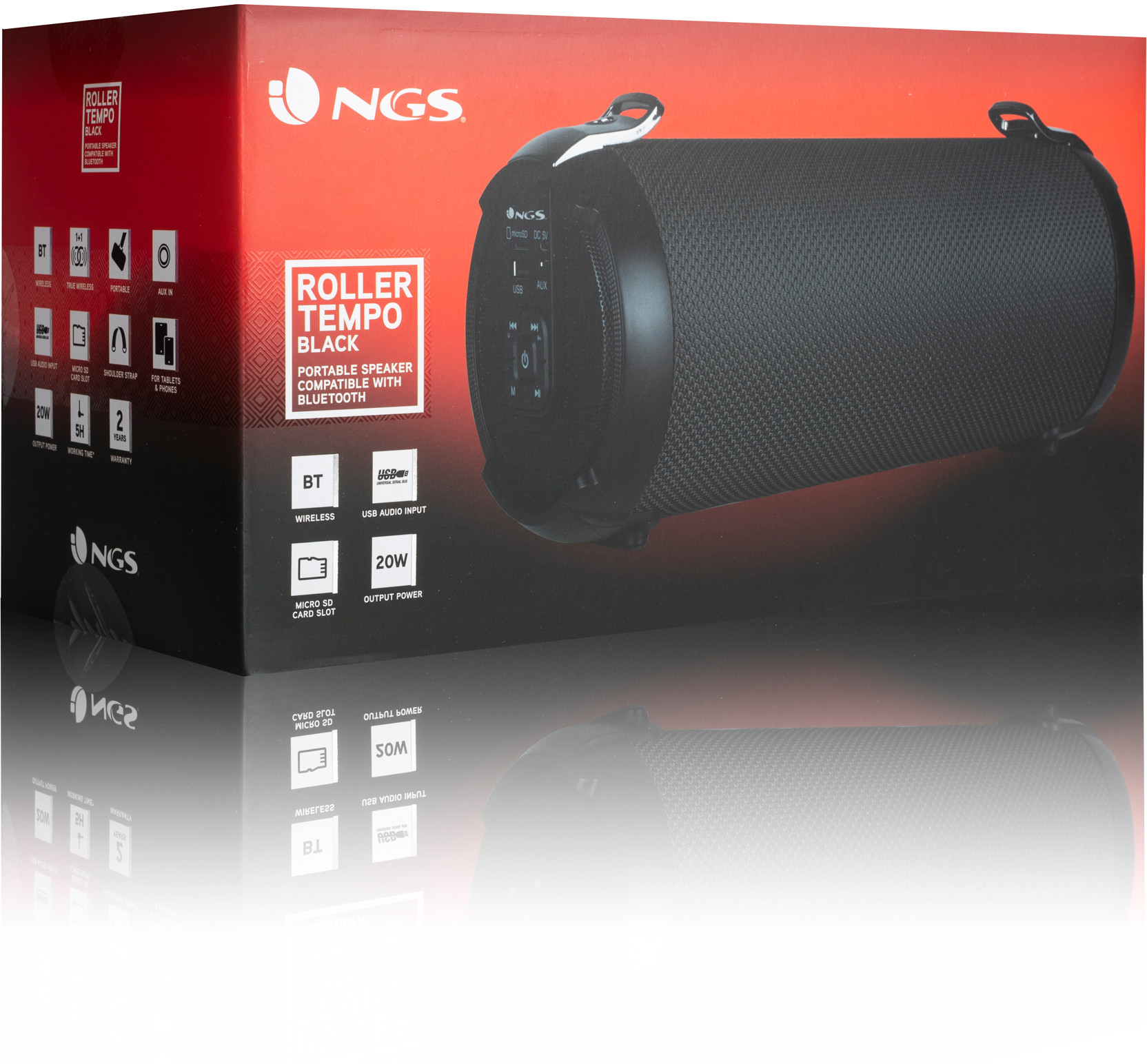 Enceinte portable NGS Roller Tempo noire 20W (ROLLERTEMPOBLACK)
