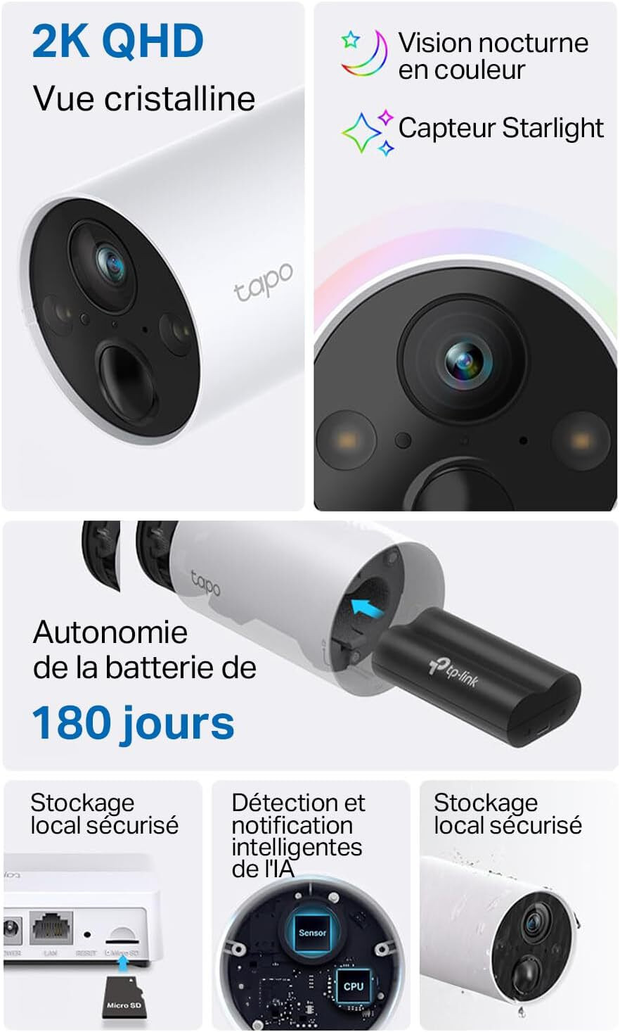 Caméra de sécurité WiFi Tp-Link Tapo C420S1 sur batterie + Hub de connexion (TAPOC420S1)