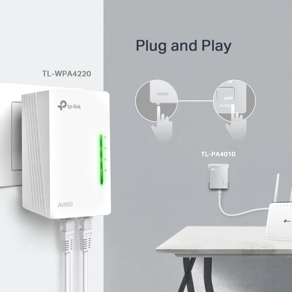 Pack de 2 CPL WiFi TP-link AV600 + WiFi N 300 Mbps (TL-WPA4220KIT)