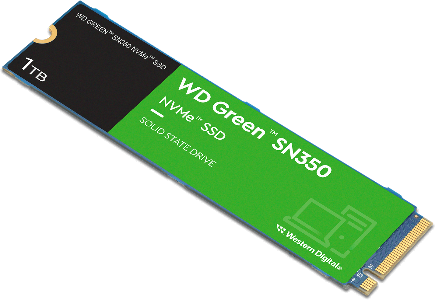 Disque dur interne SSD WD Green SN350 M.2 2280 PCI 3D NAND NVMe 1 To (WDS100T3G0C-00AZL0)