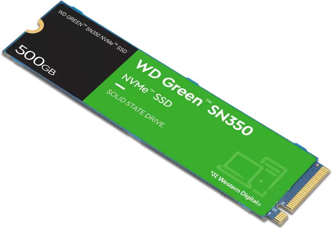 Disque dur interne SSD WD Green SN350 M.2 2280 PCIe Gen3 x4 3D NAND NVMe 480 Go (WDS480G2G0C-00AJM0)
