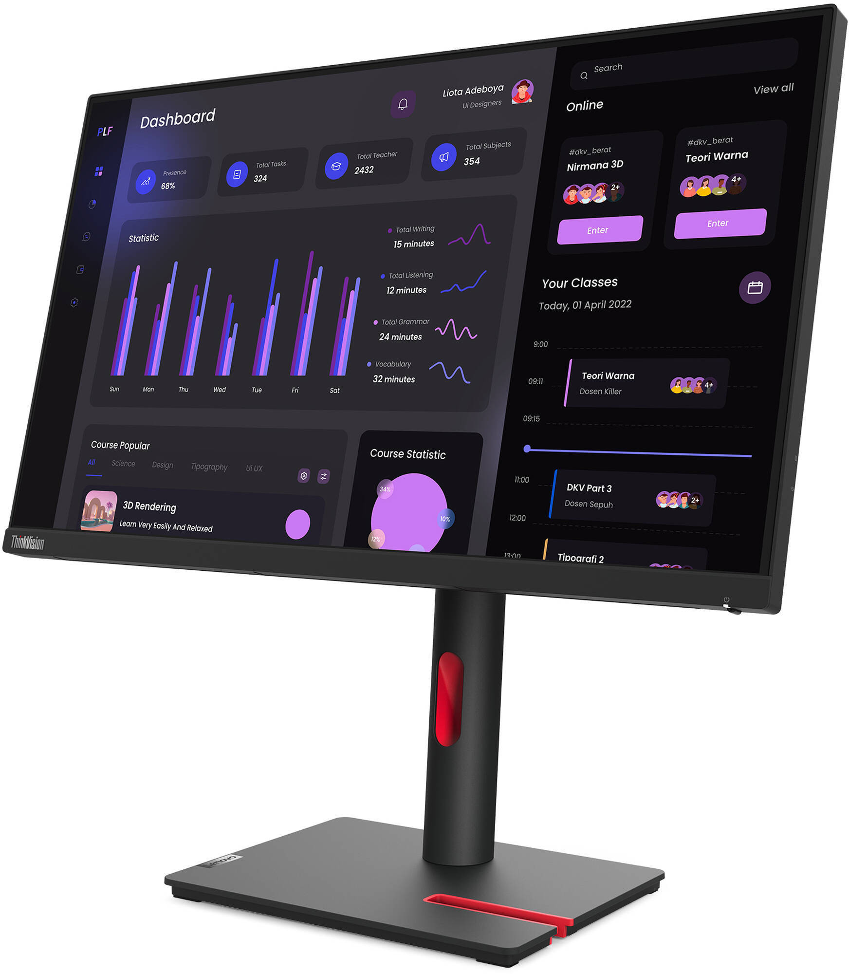Écran 23,8" Full HD Lenovo ThinkVision T24i-30 (63CFMATXEU)