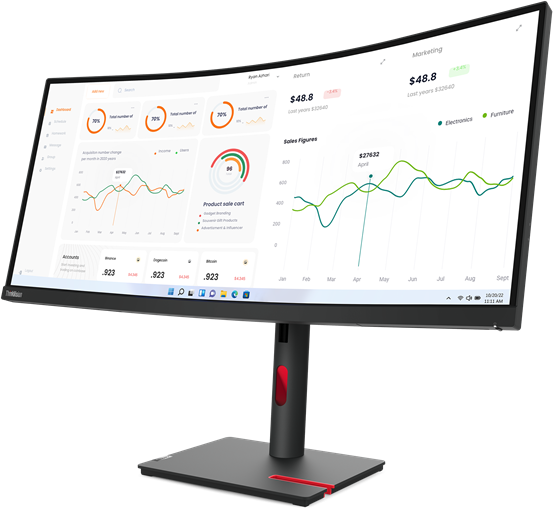 Écran incurvé 34" QHD Lenovo ThinkVision T34w-30 (63D4GAT1EU)