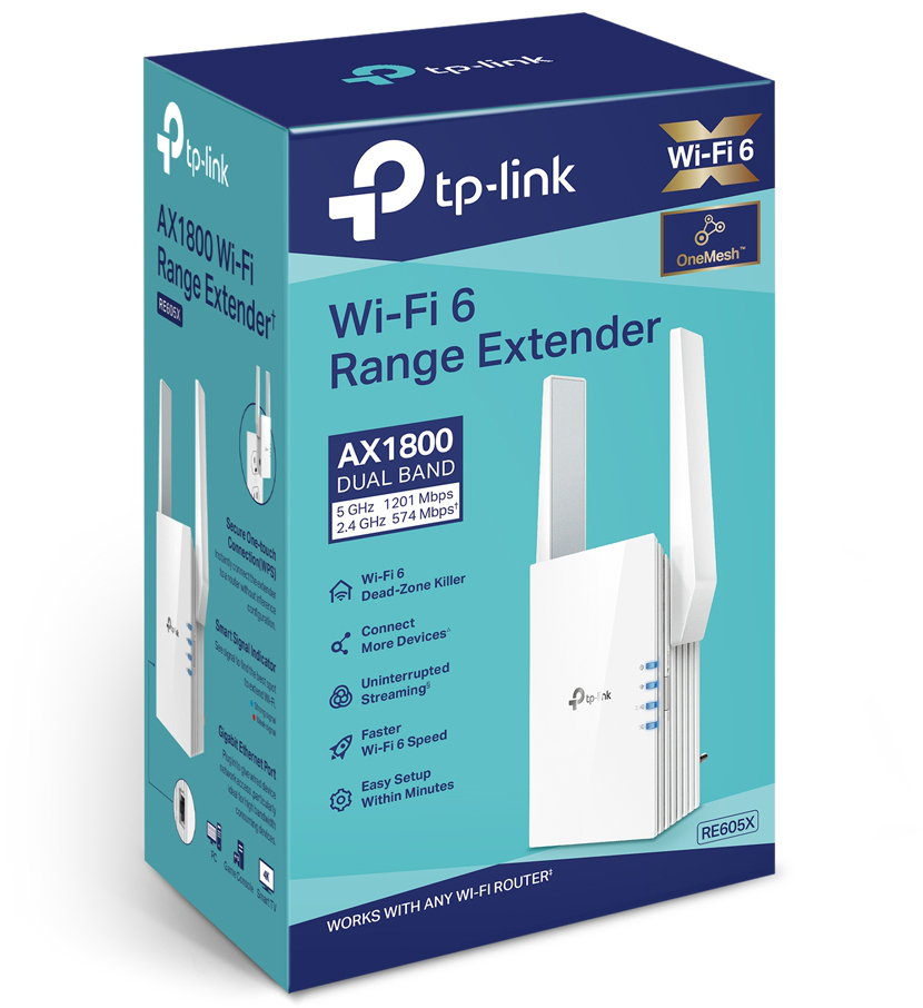Répéteur WiFi 6 TP-Link AX1800 574Mbps (RE605X)