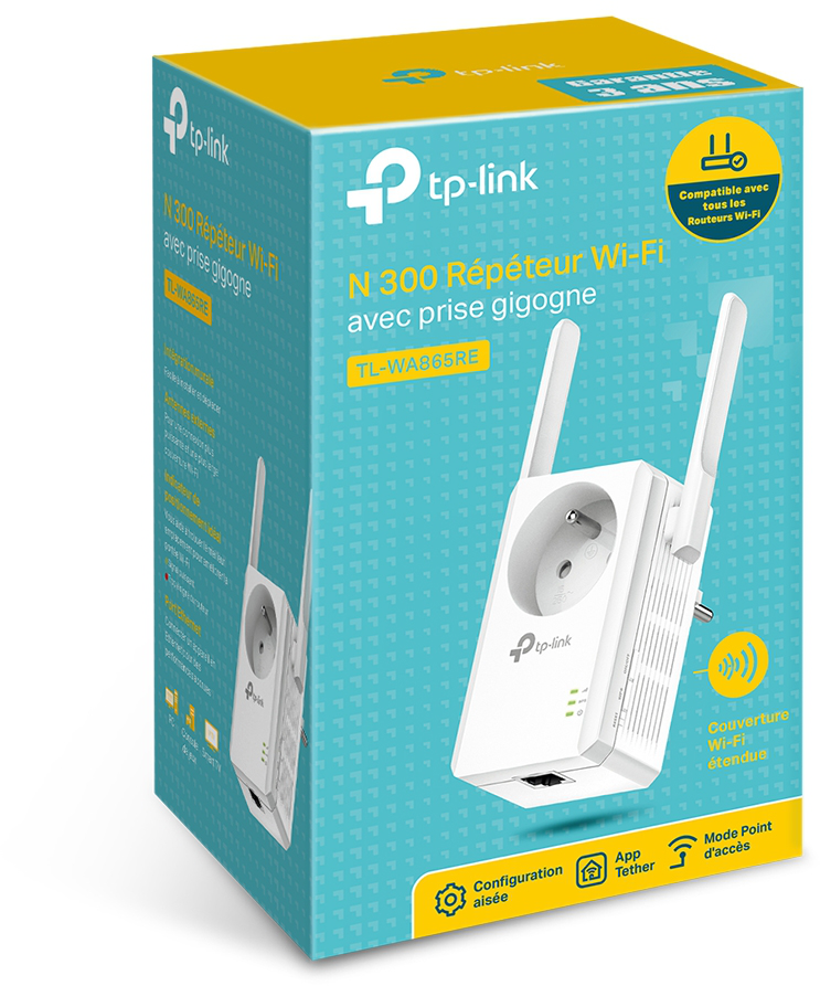 Répéteur WiFi TP-Link TL-WA865RE N 300 Mbps avec prise gigogne