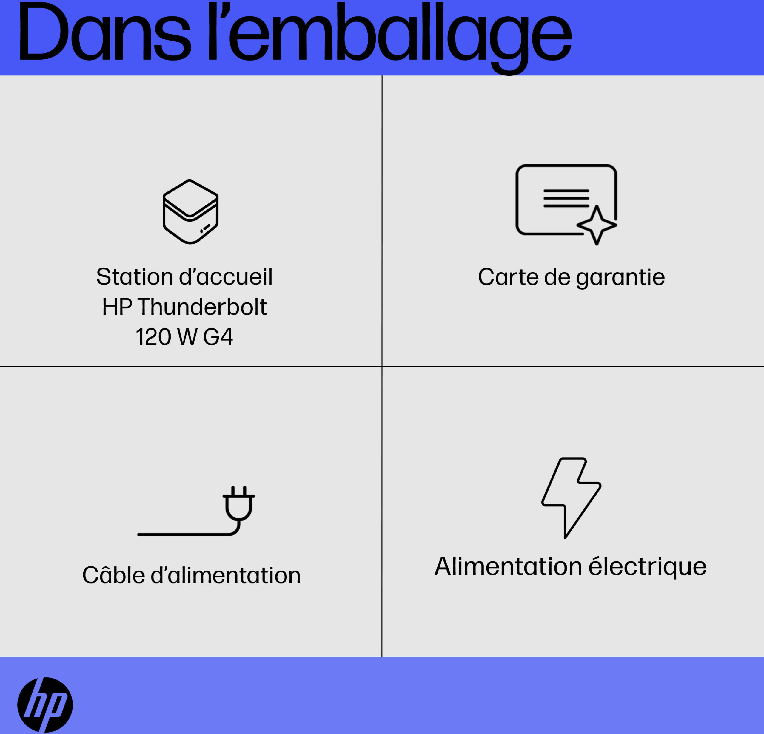 Station d’accueil HP Thunderbolt 280 W G4 avec câble combo (4J0G4AA)