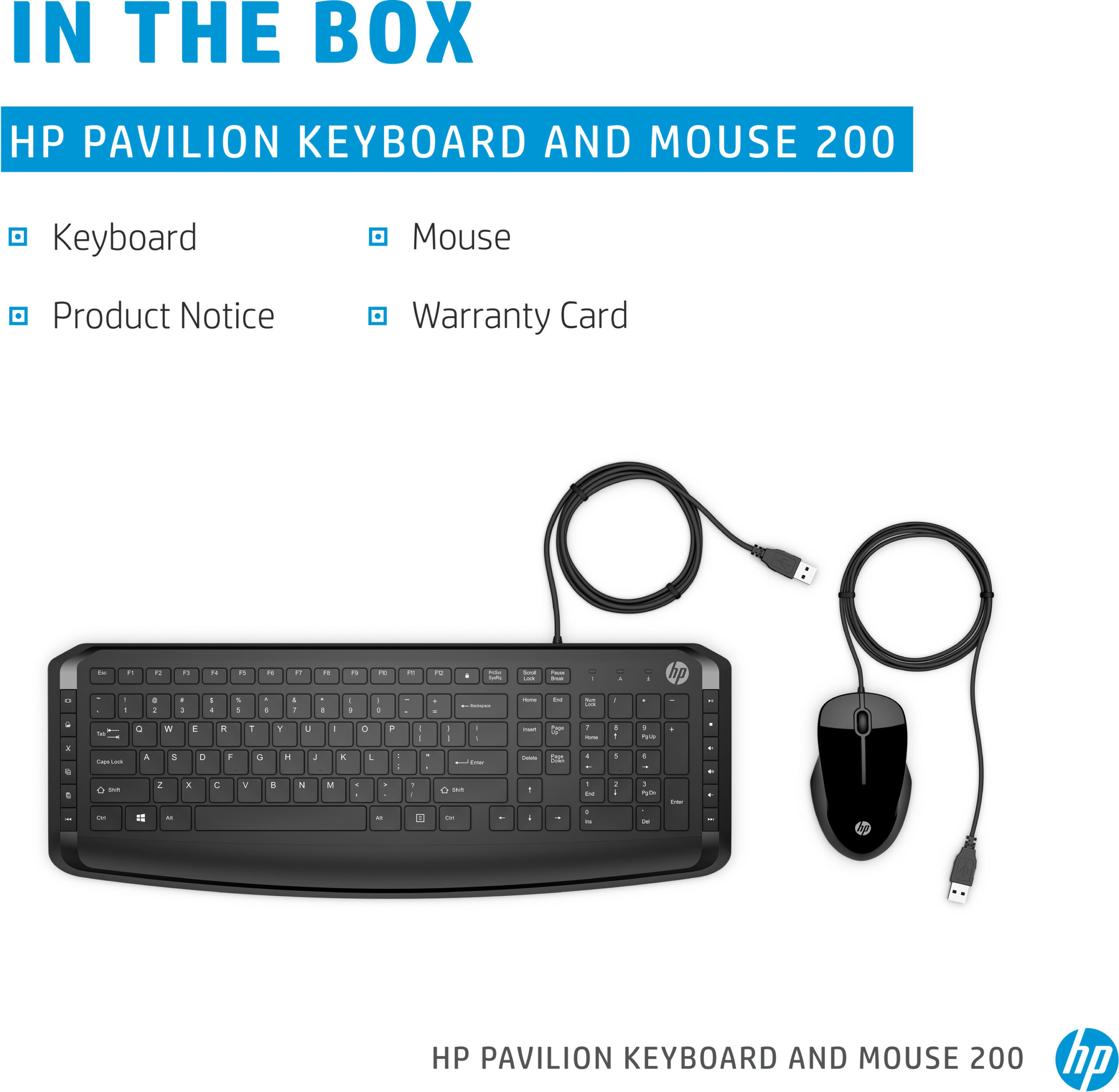 Clavier et souris filaires HP 200 AZERTY (9DF28AA)