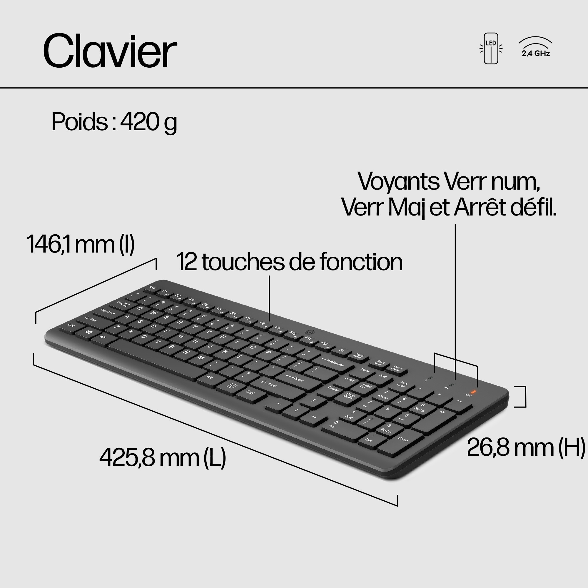 HP Ensemble combiné clavier et souris sans fil 330 Ensemble combiné clavier et souris sans fil HP 330 (2V9E6AA)