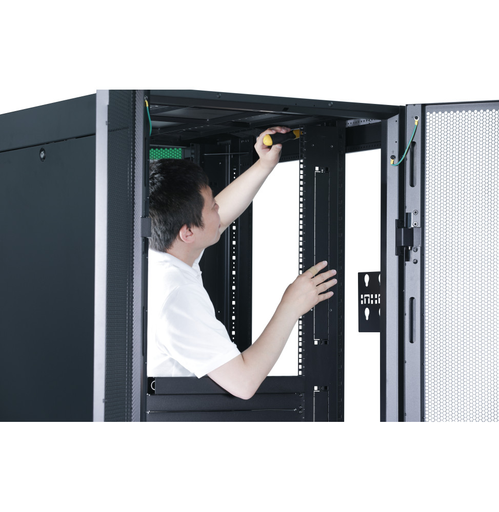APC EASY RACK 600MM/42U/800MM WITH ROOF SIDE PANEL CASTORS FEET AND 4 BRACKETS NO BOTTOM BLACK RACK AUTONOME NOIR (ER6282)