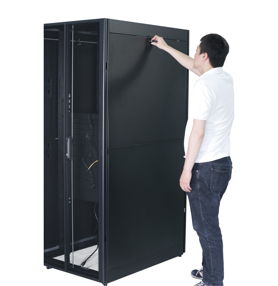APC EASY RACK 600MM/42U/800MM WITH ROOF SIDE PANEL CASTORS FEET AND 4 BRACKETS NO BOTTOM BLACK RACK AUTONOME NOIR (ER6282)