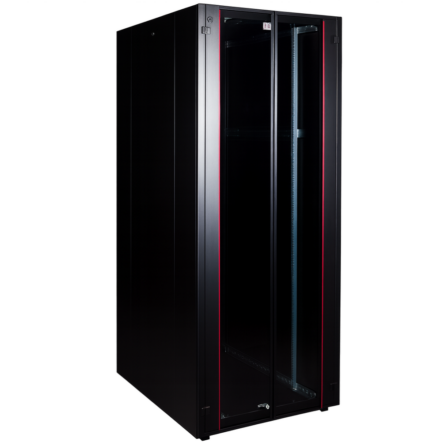 ARMOIRE RACK LANDE HYPERLINE 42U 19" 800×1000 MM – PORTE AVANT VERRE DOUBLE BATTANT (LN-HL42U8010-BL-B)