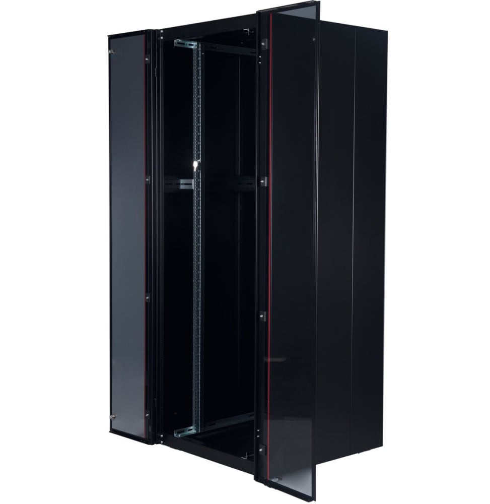 ARMOIRE RACK LANDE HYPERLINE 42U 19" 800×1000 MM – PORTE AVANT VERRE DOUBLE BATTANT (LN-HL42U8010-BL-B)