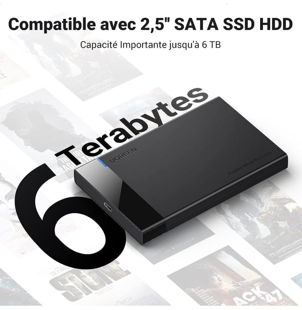 BOITIER EXTERNE UGREEN USB-C VERS USB-A SATA 2,5" (50743)