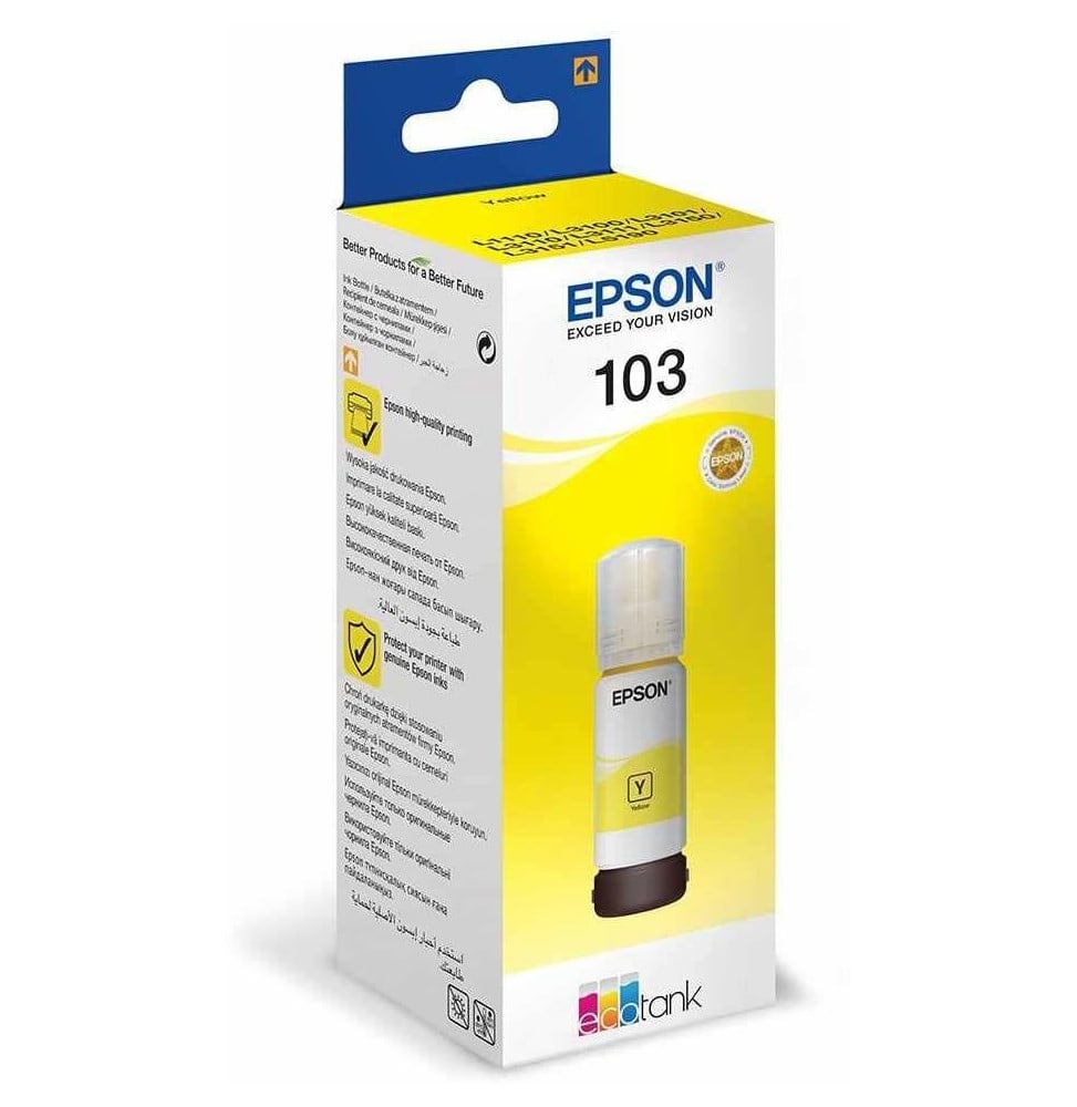 EPSON 103 JAUNE - BOUTEILLE D'ENCRE EPSON ECOTANK D'ORIGINE (C13T00S44A)