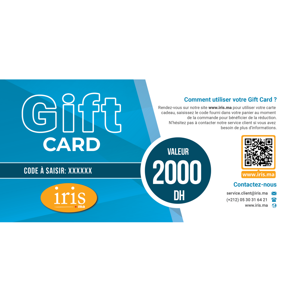CARTE CADEAU IRIS.MA 2000 DH