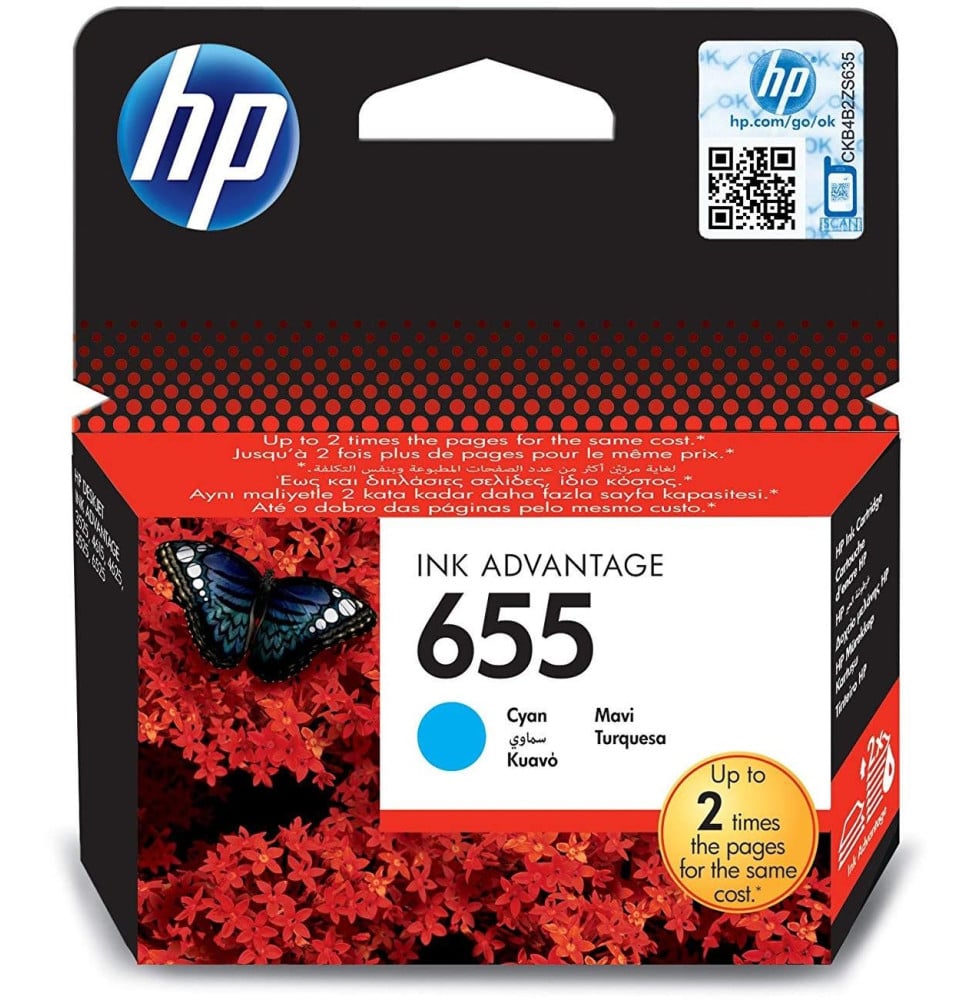 HP 655 CYAN - CARTOUCHE D'ENCRE HP D'ORIGINE (CZ110AE)