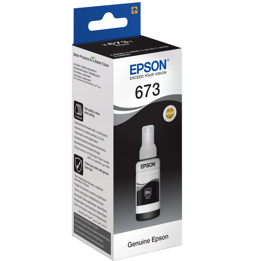 EPSON 673 BK (T6731) NOIR - BOUTEILLE D'ENCRE EPSON D'ORIGINE (C13T67314A)