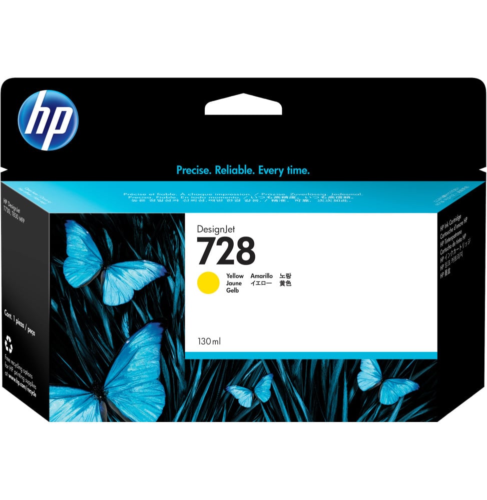 HP 728 JAUNE - CARTOUCHE D'ENCRE HP D'ORIGINE (F9J65A)